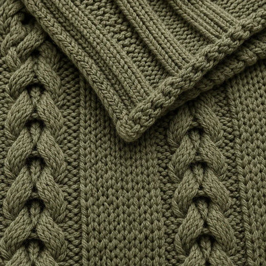 Throw Blanket - Chunky Cable Knit Throw - Army Green