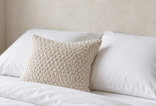 Throw Pillow Covers, Set of 2 - Chenille Bobble Weave - Milky White