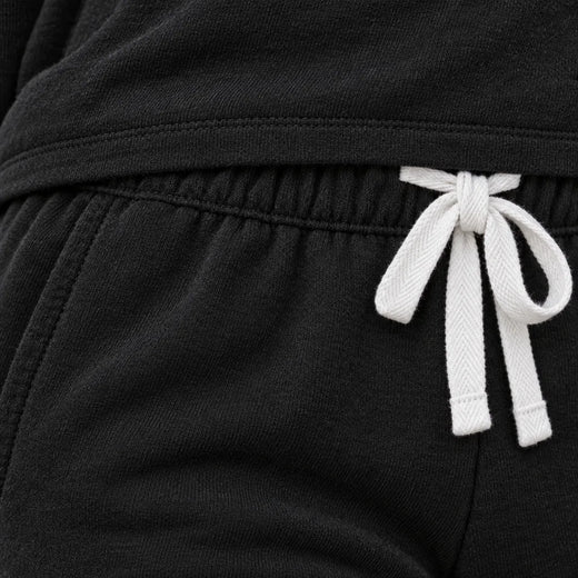 Women's Two-Piece Lounge Set - Crewneck Sweatshirt & Jogger Pants - Black
