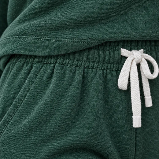 Women's Two-Piece Lounge Set - Crewneck Sweatshirt & Jogger Pants - Forest Green