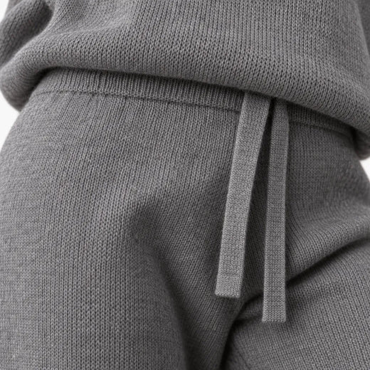 Women's Turtleneck Knit Lounge Set - Sweater & Wide-Leg Pants - Gray