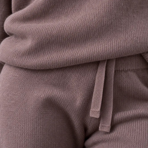 Women's Turtleneck Knit Lounge Set - Sweater & Wide-Leg Pants - Mauve