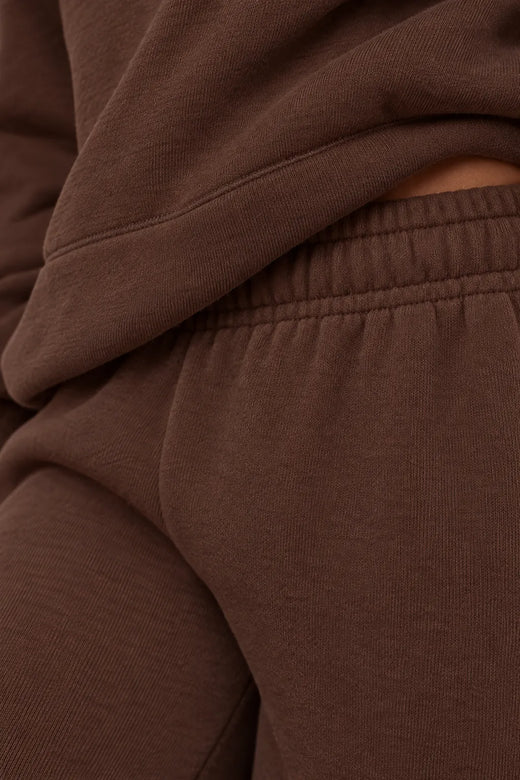Women's Hoodie Lounge Set - Oversized Hoodie & Wide-Leg Sweatpants - Coffee