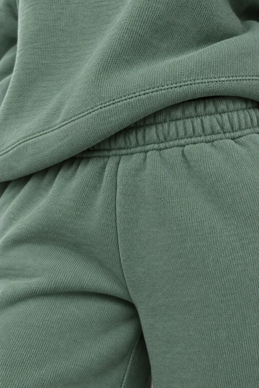 Women's Hoodie Lounge Set - Oversized Hoodie & Wide-Leg Sweatpants - Sage Green