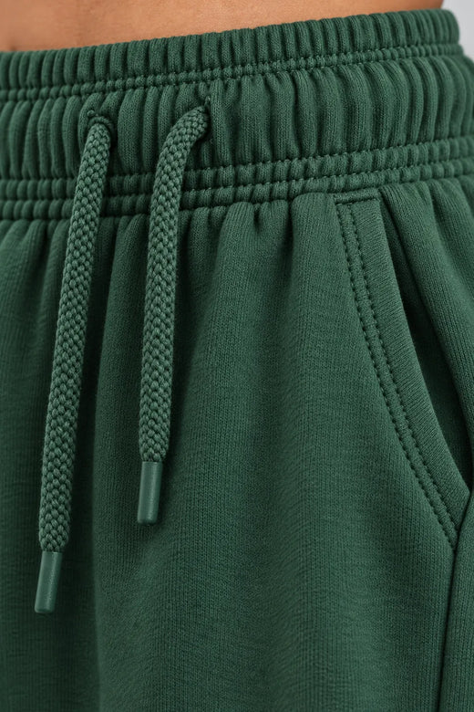 Women's Jogger Sweatpants - High Waist Baggy Lounge Pants with Pockets - Forest Green
