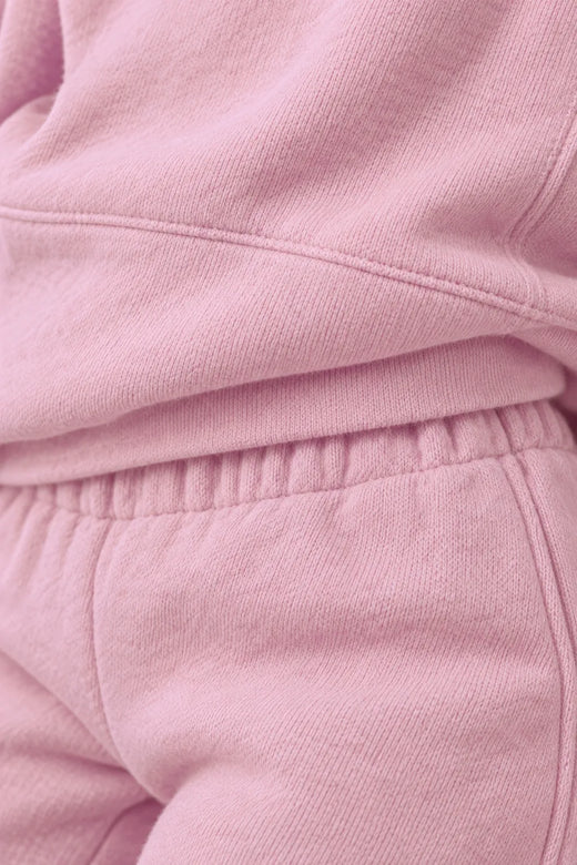 Women's Half-Zip Lounge Set - Oversized Sweatshirt & Tapered Joggers - Pink