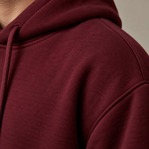 Men's Hoodie Lounge Set - Oversized Hoodie & Cuffed Joggers - Burgundy
