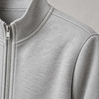 Men's Two-Piece Lounge Set - Stand Collar Full-Zip Jacket & Jogger Pants - Light Gray