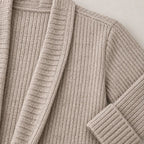 Women's Ribbed Open-Front Cardigan - Longline Knit with Patch Pockets - Oatmeal