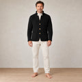 Men's Chunky Knit Cardigan - Stand Collar Button-Front Sweater with Pockets - Black