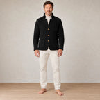 Men's Chunky Knit Cardigan - Stand Collar Button-Front Sweater with Pockets - Black