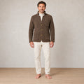 Men's Chunky Knit Cardigan - Stand Collar Button-Front Sweater with Pockets - Brown