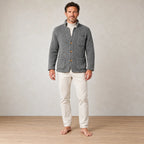 Men's Chunky Knit Cardigan - Stand Collar Button-Front Sweater with Pockets - Gray