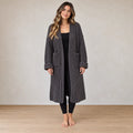 Women's Chunky Knit Cardigan - Oversized Open-Front Long Sweater with Pockets - Charcoal