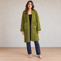Women's Chunky Knit Cardigan - Oversized Open-Front Long Sweater with Pockets - Moss Green