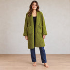 Women's Chunky Knit Cardigan - Oversized Open-Front Long Sweater with Pockets - Moss Green