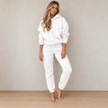 Lounge Set - Women's Oversized Hoodie & Tapered Joggers - White