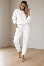 Lounge Set - Women's Oversized Hoodie & Tapered Joggers - White