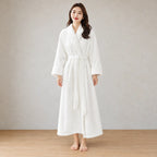 Women's Plush Robe - Shawl Collar Ankle Length Belted with Pockets - White