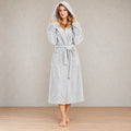 Women's Plush Robe - Hooded Belted with Patch Pockets - Light Gray