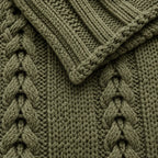 Throw Blanket - Chunky Cable Knit Throw - Army Green