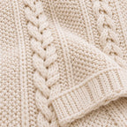 Throw Blanket - Chunky Cable Knit Throw - Beige White