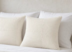 Throw Pillow Covers, Set of 2 - Corduroy Patchwork 18 x 18 in - White