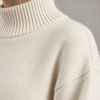 Women's Knit Set - Mock Neck Sweater & Wide Leg Pants - Apricot