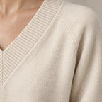 Women's Knit Set - V-Neck Sweater & Drawstring Jogger Pants - Apricot