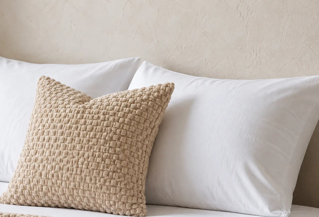Throw Pillow Covers, Set of 2 - Chenille Bobble Weave - Khaki