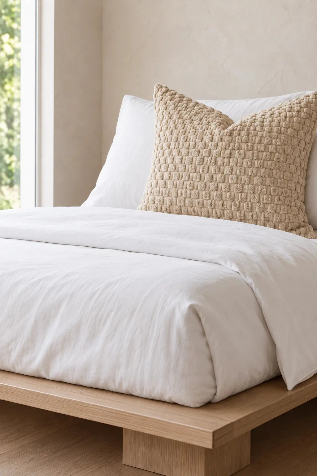 Throw Pillow Covers, Set of 2 - Chenille Bobble Weave - Khaki