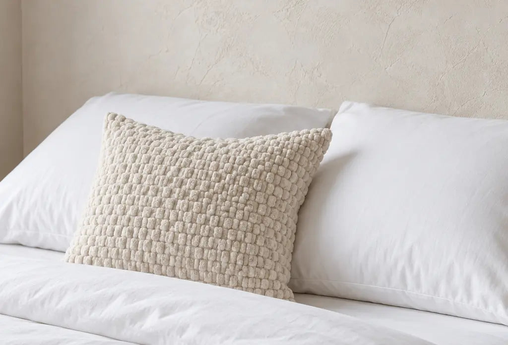 Throw Pillow Covers, Set of 2 - Chenille Bobble Weave - Milky White