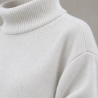 Women's Knit Set - Oversized Turtleneck Tunic Sweater & Wide Leg Pants - White