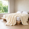 Faux Fur Throw Blanket - Ribbed Double-Sided Throw - White