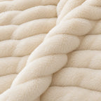 Faux Fur Throw Blanket - Ribbed Double-Sided Throw - White