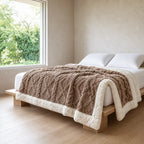 Sherpa Blanket - Textured Plush Throw with Cream Sherpa Back - Espresso