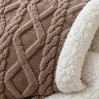 Sherpa Blanket - Textured Plush Throw with Cream Sherpa Back - Espresso