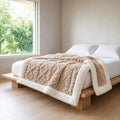 Sherpa Blanket - Textured Plush Throw with Cream Sherpa Back - Latte