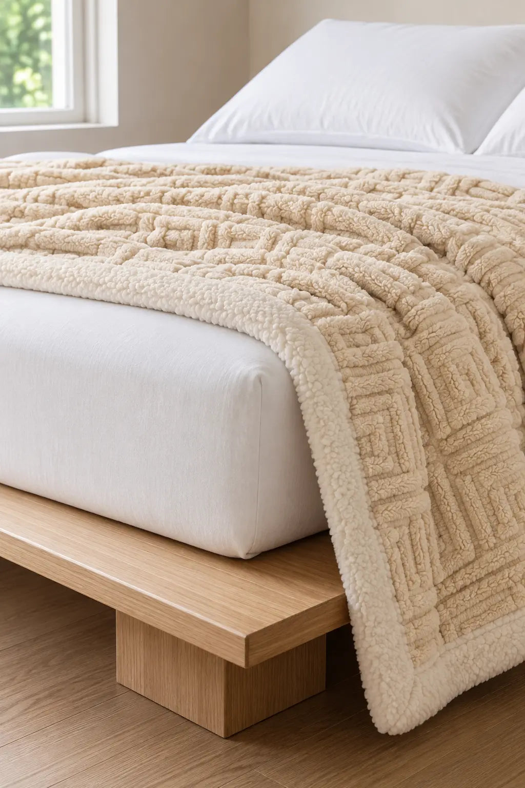 Throw Blanket - Jacquard Velvet Throw with Plush Reverse - Apricot