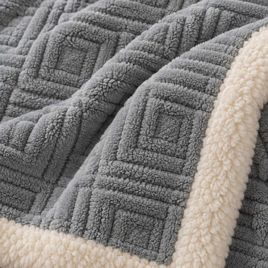 Throw Blanket - Jacquard Velvet Throw with Plush Reverse - Glacier Gray