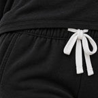 Women's Two-Piece Lounge Set - Crewneck Sweatshirt & Jogger Pants - Black