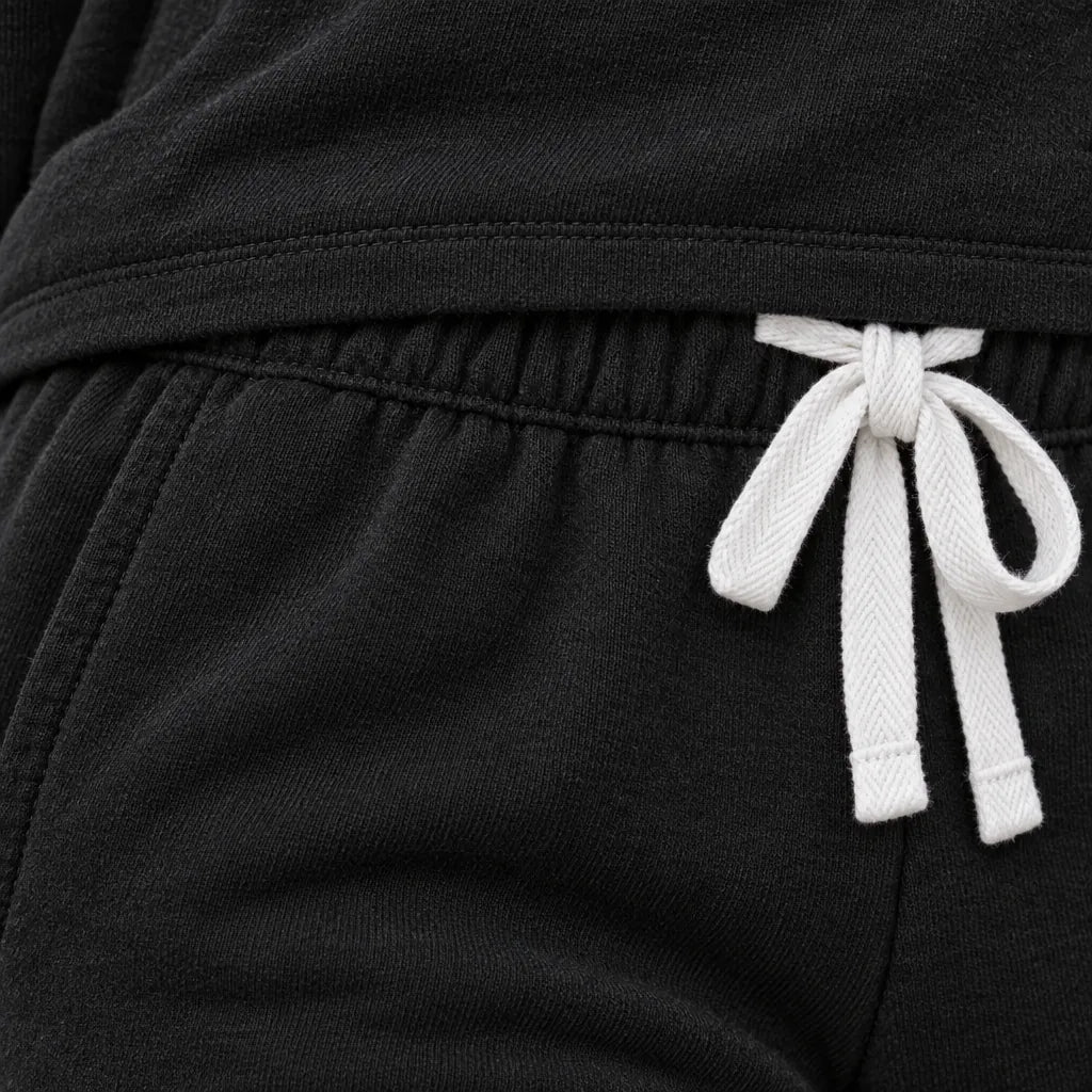 Women's Two-Piece Lounge Set - Crewneck Sweatshirt & Jogger Pants - Black