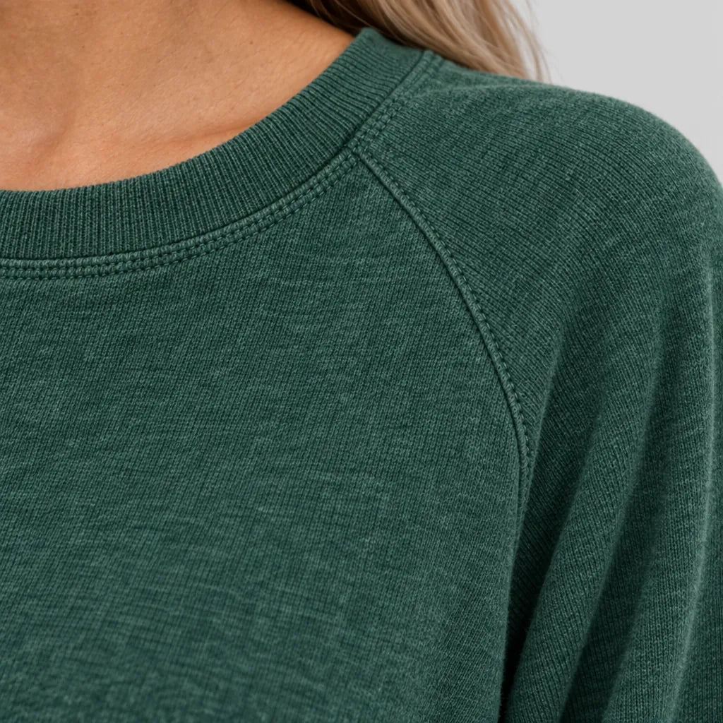 Women's Two-Piece Lounge Set - Crewneck Sweatshirt & Jogger Pants - Forest Green