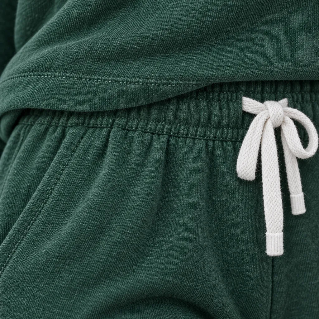Women's Two-Piece Lounge Set - Crewneck Sweatshirt & Jogger Pants - Forest Green