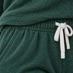 Women's Two-Piece Lounge Set - Crewneck Sweatshirt & Jogger Pants - Forest Green