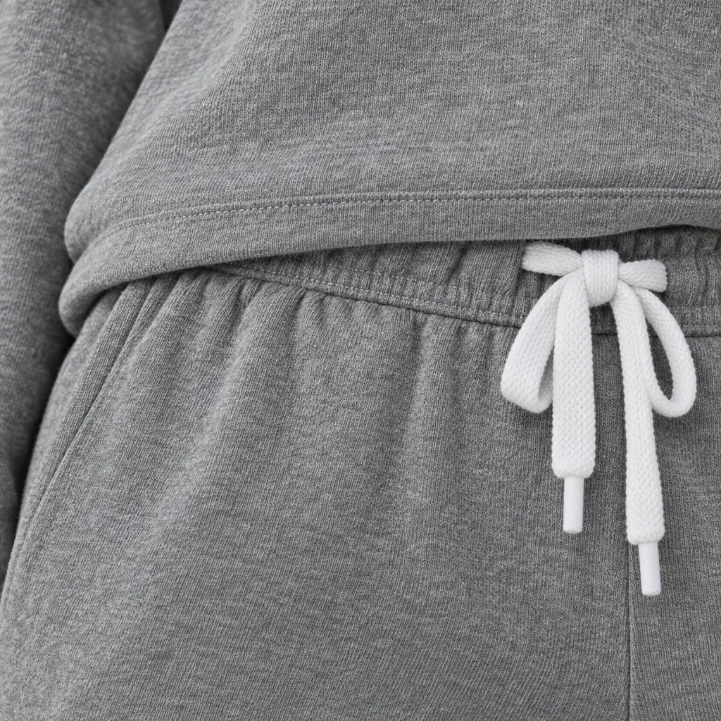 Women's Two-Piece Lounge Set - Crewneck Sweatshirt & Jogger Pants - Gray