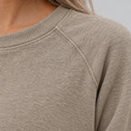 Women's Two-Piece Lounge Set - Crewneck Sweatshirt & Jogger Pants - Khaki