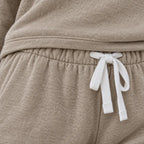 Women's Two-Piece Lounge Set - Crewneck Sweatshirt & Jogger Pants - Khaki