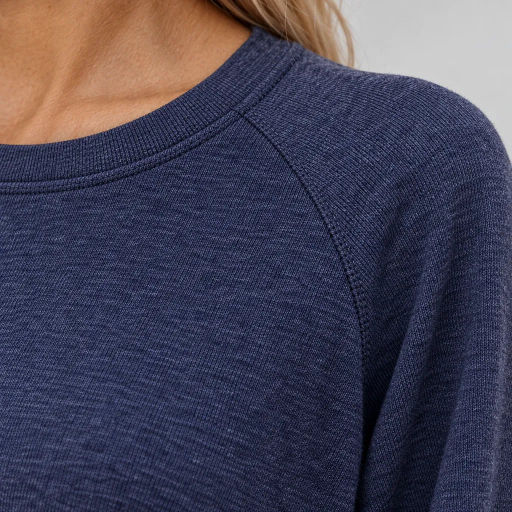 Women's Two-Piece Lounge Set - Crewneck Sweatshirt & Jogger Pants - Navy