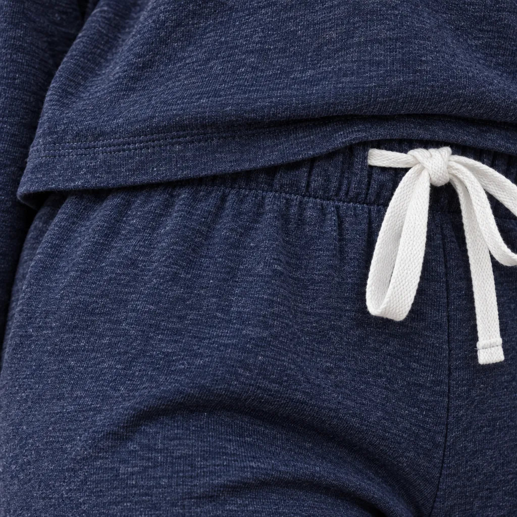 Women's Two-Piece Lounge Set - Crewneck Sweatshirt & Jogger Pants - Navy